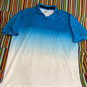 Nike Blue and White Men's Shirt